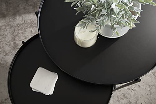Kate and Laurel Ulani Modern Nesting Coffee Table, Set of 2, Black, Sophisticated Coffee Table Set for Storage and Display - color: Black