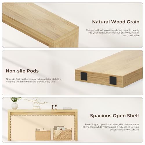 Extra Long Console Table for Entryway, 70.9-Inch Farmhouse Wood Behind Couch Table, Modern Entryway Rectangular Console Table for Entrance, Living Room, Hallway, Foyer (Natural) - color: Natural
