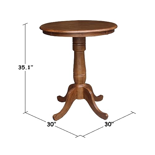 IC INTERNATIONAL CONCEPTS 30" Solid Wood Round Top Pedestal Table in Distressed Oak - 35.1" Height - color: Distressed Oak