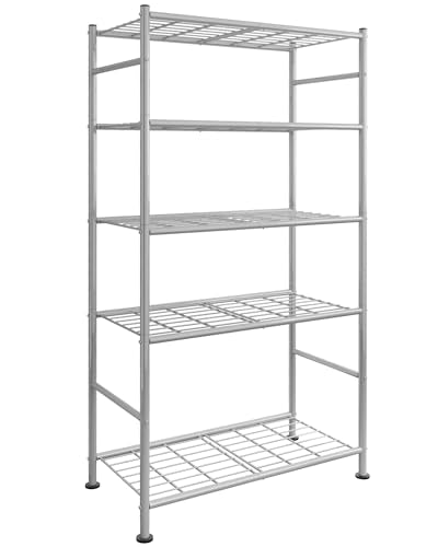 Sakugi Storage Shelves - 5 Tier Shelf Organizer, Heavy Duty Garage Shelving Unit with Leveling Feet, Stable Metal Shelves Organizer for Pantry, Kitchen and Closet, 33.0" W x 12.6" D x 72.0" H, Silver - color: Silver, size: 33.0W×12.6D×72.0H(5T)