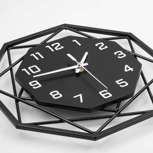 Large Wall Clock for Living Room Decor 16inch Silent Modern Clock | Analog Battery Operated Non Ticking Black Wood Home Decorative Clock Wall for Kitchen Bedroom Office Classroom Bathroom - size: 16 inch