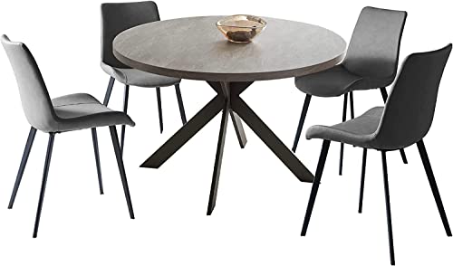 Zerifevni Round Dining Table Set, Mid Century Modern 47 INCH, Leisure Coffee Table, Saving Space (Grey) - color: 1 X Table 4 Grey Chairs