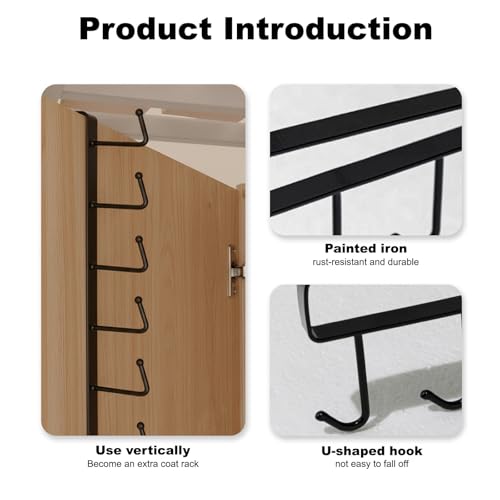 Coffee Mug Holder Under Cabinet, Clip-On No-Drill Coffee Cup Hooks, Self Adhesive Mug Holder Rack for Kitchen, Closet, Bathroom, Black, 6 Hooks - color: Black, size: 6 Hooks
