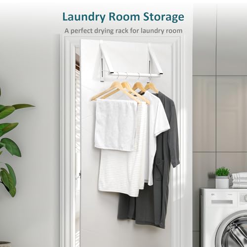 Optish Foldable Over The Door Hanger - Space-Saving Drying Rack for Coats & Clothing, Small Clothes Organizer, White - size: 1 Pack