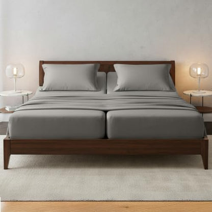 Elegant Comfort Luxury 1500 Premium Hotel Quality Microfiber 5-Piece Sheet Set - Wrinkle Resistant, All Around Elastic Fitted Sheet, Deep Pocket up to 16", Split King, Grey - color: Grey, size: Split King