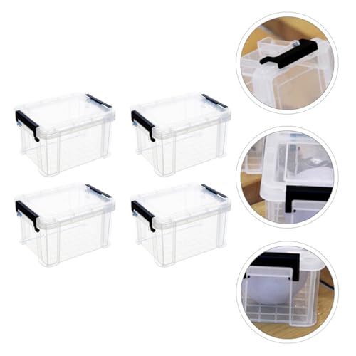 Ipetboom 5pcs Mini Plastic Storage Bins with Lids Small Tote Boxes Portable Organizer for Home and Office Storage