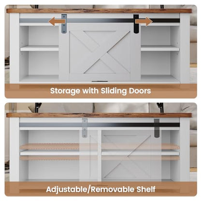 SEDETA 31.5" Lift Top Coffee Table with Storage, Square Coffee Tables for Living Room, Farmhouse Coffee Table with Large Hidden Storage Compartment and Adjustable Shelves, White - color: White