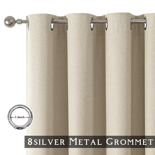 ChrisDowa Natural Blackout Curtains 45 Inches Long 2 Panels for Bedroom | Room Darkening,Light Blocking,Thermal Insulated,Faux Linen,Farmhouse,Grommet,Window Treatment,Drapes,Living Room,52x45 - color: Natural Linen, size: 52"W x 45"L (Pack of 2)