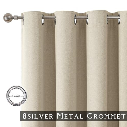 ChrisDowa Natural Blackout Curtains 45 Inches Long 2 Panels for Bedroom | Room Darkening,Light Blocking,Thermal Insulated,Faux Linen,Farmhouse,Grommet,Window Treatment,Drapes,Living Room,52x45 - color: Natural Linen, size: 52"W x 45"L (Pack of 2)