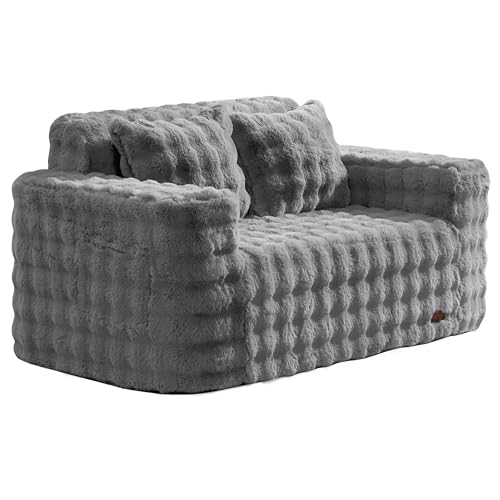 ZurNesfure Sofa Couch Loveseat Boneless Sofa with Pillow Grey,Loveseat | No Assembly Need, Modern Couch with deep seat and Washable Cover Cloud Sofa for Living Room Bedroom Apartment - color: Bubble Grey, size: Loveseat