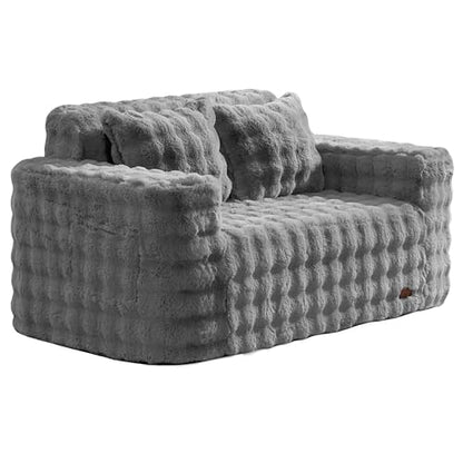 ZurNesfure Sofa Couch Loveseat Boneless Sofa with Pillow Grey,Loveseat | No Assembly Need, Modern Couch with deep seat and Washable Cover Cloud Sofa for Living Room Bedroom Apartment - color: Bubble Grey, size: Loveseat