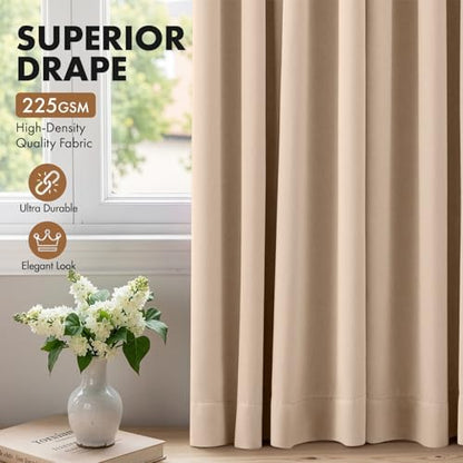 MIULEE Beige Blackout Curtains for Bedroom Living Room 40"x63" Long 2 Panel | Thermal Insulated, Room Darkening Drapes, Rod Pocket, Noise Reduction, Light Blocking, Solid Window Treatments - color: Beige, size: 40"W x 63"L (Pack of 2)