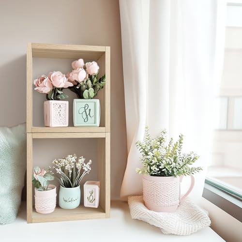 Cube Floating Shelves Set2, Display Shelves Wall Mount 7.75" D x 12.5" W x 12.5" H, (Grey Oak, Square 2 Cubes) - color: Grey Oak, size: Square-Set2