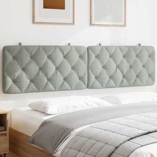 Velvet Headboard Cushion 76 Inch, Upholstered Bed Backrest Pillow for King Bed Frame, Soft Foam Reading Pillow for Wall Mounted Installation, Light Gray - color: Grey 2, size: 76.0 in