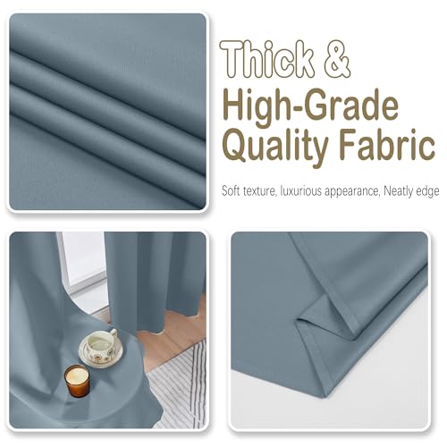 Stone Blue Blackout Curtains for Bedroom 96 Inches Long 2 Panels, Soft Fabric Blackout Curtains, Room Darkening Living Room Window Treatments, Dual Rod Pocket Window Drapes, 2x40Wx96L Inches - color: Mineral Blue, size: 40"W x 96"L (Pack of 2)