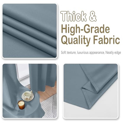 Stone Blue Blackout Curtains for Bedroom 96 Inches Long 2 Panels, Soft Fabric Blackout Curtains, Room Darkening Living Room Window Treatments, Dual Rod Pocket Window Drapes, 2x40Wx96L Inches - color: Mineral Blue, size: 40"W x 96"L (Pack of 2)