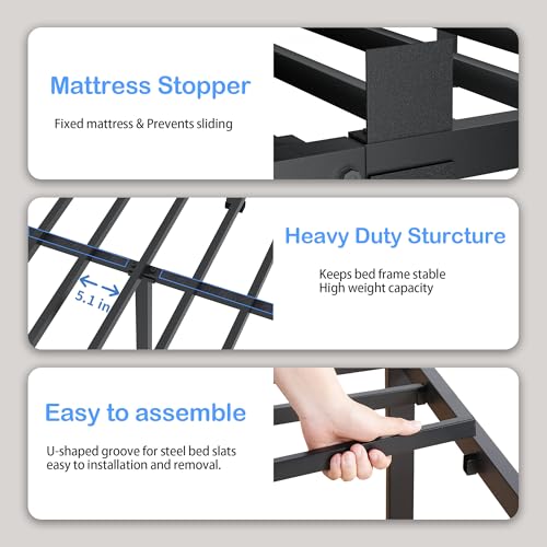 ROIL 10 Inch Twin Bed Frame Low Profile with Rounded Corner Mattress Baffle | Easy Assembly, Noise Free, 3500LBS Load Capacity, No Box Spring Needed, Heavy Duty Steel, No Box Spring Needed, Rubber Pads - size: Twin, style: 10 Inch