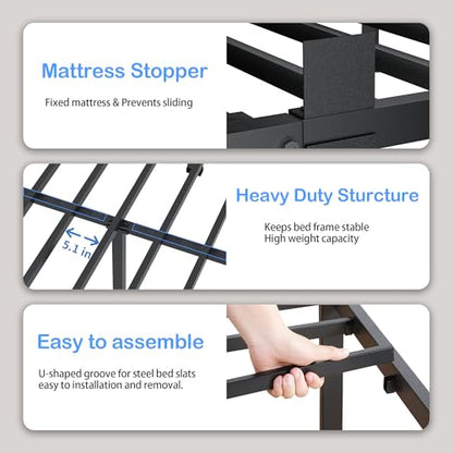 ROIL 10 Inch Twin Bed Frame Low Profile with Rounded Corner Mattress Baffle | Easy Assembly, Noise Free, 3500LBS Load Capacity, No Box Spring Needed, Heavy Duty Steel, No Box Spring Needed, Rubber Pads - size: Twin, style: 10 Inch