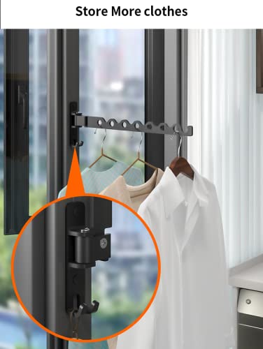 Dr.DJ Wall Mount Coat Hanger Rack, Laundry Clothes Drying Organizer Aluminium Retractable Folding Indoor Wall Mounted Hanger Space Saver for Laundry Room Bedroom (2 Racks) Black - color: Black 2 Racks