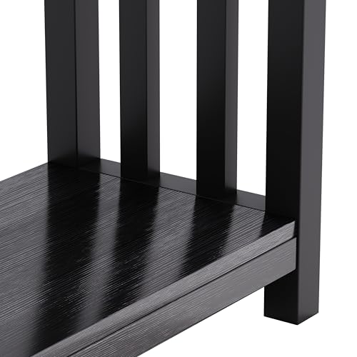 ChooChoo Mission Coffee Table, Black Wood Living Room Table with Shelf, 47 inch - color: Black, size: 22"D x 47.2"W x 18.1"H