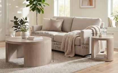 Round Nesting Coffee Table Set of 2, 31.5 & 18 in, Gray | Round coffee tables for living room, 2 in 1 nesting tables, nest or use separately, rounded edges, space-saving design - color: Grey