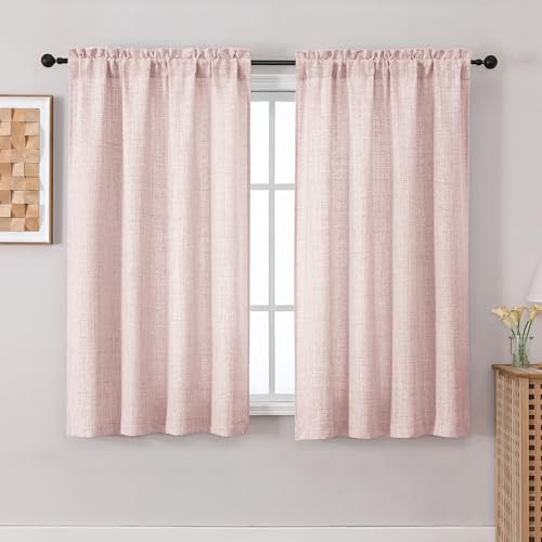 Chyhomenyc Blush Pink Curtains 54 Inch Length for Living Room, Light Filtering Textured Window Curtains, Soft Airy Privacy Bright Cozy Curtain for Bedroom, 42Wx54L, 2PCS - color: Blush Pink, size: 42"W x 54"L (Pack of 2)