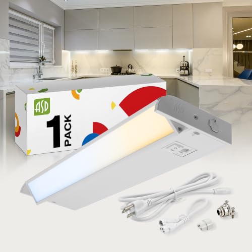 ASD Swivel LED Under Cabinet Lighting Plug in or Hardwired 12 Inch, Dimmable Under Cabinet Lights with High/Low/Off Switch, 3CCT 2700K-4000K, Linkable Under Counter Lights for Kitchen, White, ETL - color: White, size: 12 Inch