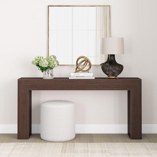 Plank+Beam Grand Console Table, 66 Inch, Walnut Wirebrush | Perfectly Balanced Design, Non-Toxic Finishes, Hassle-Free Setup, Easy Assembly, Solid Wood - color: Walnut Wirebrush, size: 66 Inch without Shelf