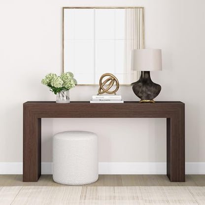 Plank+Beam Grand Console Table, 66 Inch, Walnut Wirebrush | Perfectly Balanced Design, Non-Toxic Finishes, Hassle-Free Setup, Easy Assembly, Solid Wood - color: Walnut Wirebrush, size: 66 Inch without Shelf