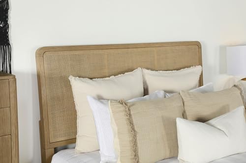 Coaster Home Furnishings - Arini - Wood - Rattan Eastern King Panel Bed with Woven Cane, Metal Tube Legs, and Tall Headboard - Bedroom - Sand Wash and Natural Cane - 224300KE - size: King