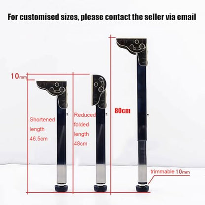 Stainless Steel Folding Table Legs - Adjustable Height, Metal Legs for Campervan & Wall Mounted Dining Table (Size: 80cm/31.4in) - size: 31.4 in