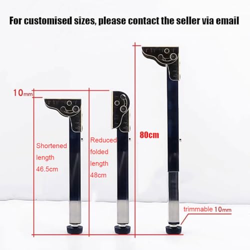Stainless Steel Folding Table Legs - Adjustable Height, Metal Legs for Campervan & Wall Mounted Dining Table (Size: 80cm/31.4in) - size: 31.4 in