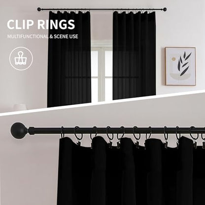 CUCRAF Black Sheer Curtains 72 Inches Long 2 Panels Set, Semi Sheer Rod Pocket Window Treatment Voile Drapes for Living Room Bedroom(37''W x 72''L, Black) - color: Black, size: 37"W x 72"L (Pack of 2)
