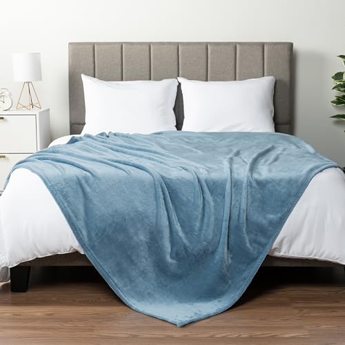 PAVILIA Fleece Blanket Throw Twin Size | Super Soft, Plush, Luxury Flannel Throw | Lightweight Microfiber Blanket for Sofa Couch Bed (Dusty Blue, 60x80 inches) - color: Dusty Blue, size: 60 x 80 Inches - Twin