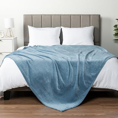 PAVILIA Fleece Blanket Throw Twin Size | Super Soft, Plush, Luxury Flannel Throw | Lightweight Microfiber Blanket for Sofa Couch Bed (Dusty Blue, 60x80 inches) - color: Dusty Blue, size: 60 x 80 Inches - Twin