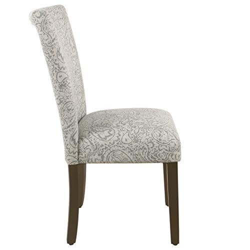 HomePop Parsons Classic Upholstered Accent Dining Chair, Set of 2, Gray and Cream - color: Grey Floral Tree Pattern, style: Pack of 2