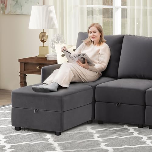 COMHOMA Convertible Sectional Sofa Couch Free Combination L/U Shaped Sofa with High Density Memory Foam Modular Oversized Cloud Couch for Living Room, Apartment and Small Space 4 Seaters - size: 4
