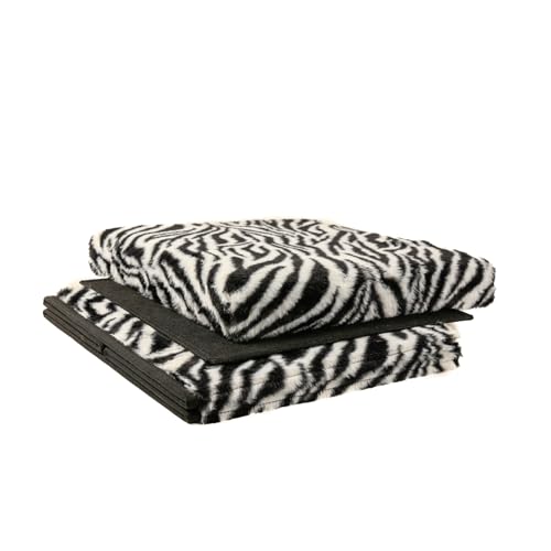 Luxe Faux Fur Storage Ottoman, Zebra Black/White, 12 x 12 x 12 in | Engineered Wood, Tool-Free Assembly, Modern Style, Seat And Footrest - color: Zebra Black/White, size: 12"D x 12"W x 12"H