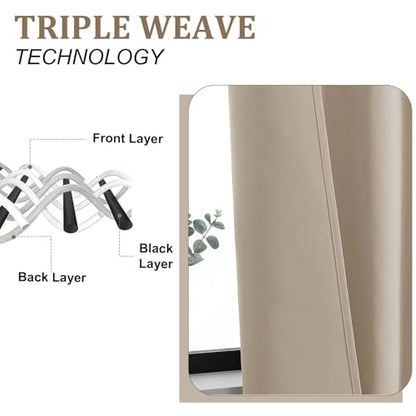 Biscotti Beige Curtains for Bedroom 90 Inches Long 2 Panels, Light Blocking Modern Living Room Curtains with Rod Pocket, Thermal Insulated Drapes Window Treatments, Each Panel 50" W x 90" L - color: Biscotti Beige, size: 50"W x 90"L (Pack of 2)