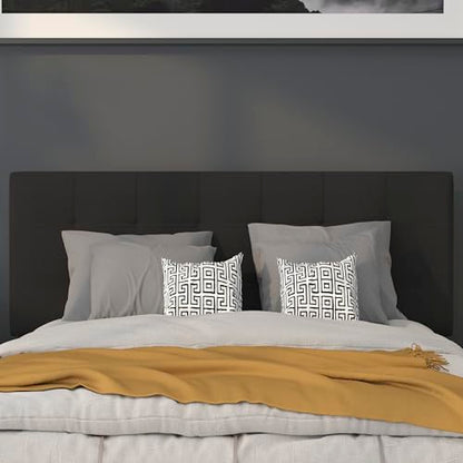 Quilted Tufted Upholstered Full Size Headboard in Black Fabric - color: Black, size: Full