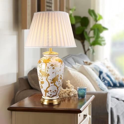 Ceramic Table Lamp for Desk and Bedside Living Room Home Office Decor Modern Minimalist Accent Lighting Study