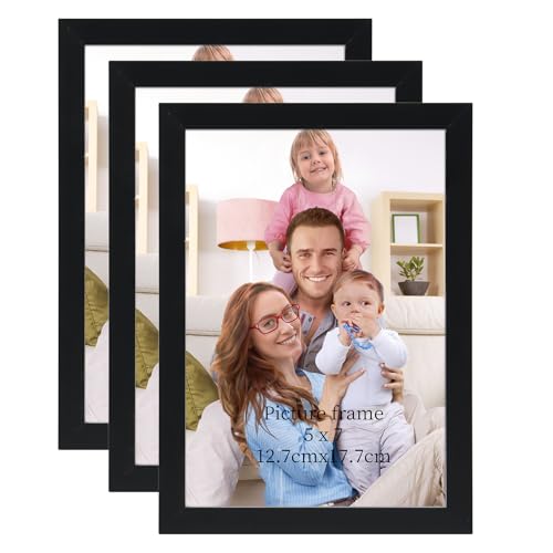 Giftgarden 5x7 Picture Frame Black Set of 3, Thin Photo Frames 5 by 7 for Wall and Tabletop Display - color: Black*3, size: 5x7