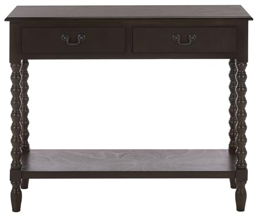 SAFAVIEH Furniture - Athena 2-Drawer Console Table - Dark Chocolate - Solid Wood - Farmhouse Classic Design - Ideal for Entryway, Living Room, Hallway, 35.5" W x 13" D x 29.5" H (CNS5702D) - color: Dark Chocolate