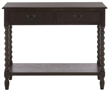 SAFAVIEH Furniture - Athena 2-Drawer Console Table - Dark Chocolate - Solid Wood - Farmhouse Classic Design - Ideal for Entryway, Living Room, Hallway, 35.5" W x 13" D x 29.5" H (CNS5702D) - color: Dark Chocolate