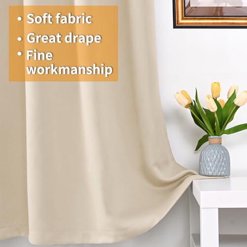 YoungsTex 100% Blackout Curtains 40 Inches Long, Thermal Insulated Black Out Drapes with Grommet Heavy Layer for Living Room Window, Champagne, 42 X 40 Inch, 2 Panels - color: Champagne, size: 42"W x 40"L (Pack of 2)