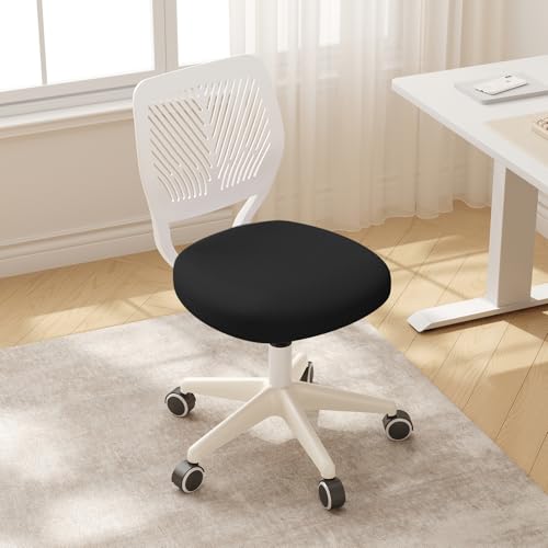 JPBSTO Armless Desk Chair, Height Adjustable Swivel Office Rolling Task Chairs with Soft Mesh Padded Cushion, Ergonomic Small Study Computer Chair for Girls Boys Teens (Black White, 2PCS) - color: Black White 2pcs