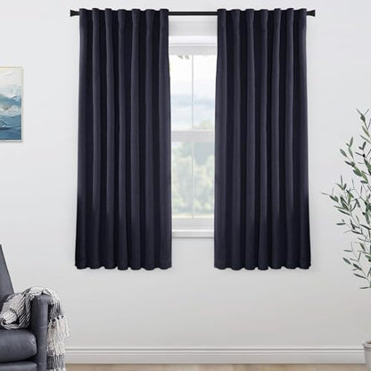 PANELSBURG Navy Blue Linen Blackout Curtains for Boys Bedroom, Thermal Insulated Nursery Curtains Boy, 63 Inch Length - color: Navy, size: 50"W x 63"L (Pack of 2)