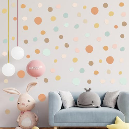 TaoBary 15 Sheet 300 Pcs Irregular Polka Dot Boho Wall Decals,Elegant Color | Removable Modern Vinyl Boho Wall Stickers Terrazzo Pattern for Playroom Bedroom - color: Elegant Color