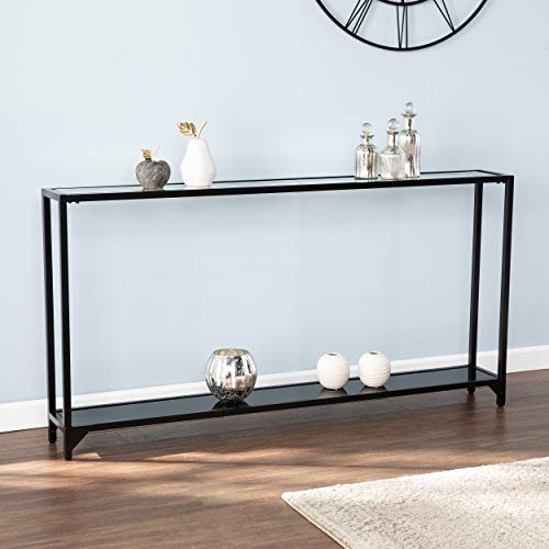 SEI Furniture Bergen Narrow Metal Console Table, Dining Room With Open Concept Living Space Glam Style Powder-Coated Iron, Black - color: Black