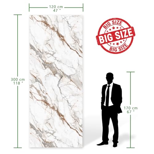 Marble Peel and Stick Waterproof Wall Paneling, 118" x 47" Calacatta Gold Glossy Finish Self-Adhesive Backsplash Tile Vinyl Wall Panel for Kitchen Bathroom Wall Decor, Covers 38.75 Sq. Ft. - color: Glossy Calacatta Gold
